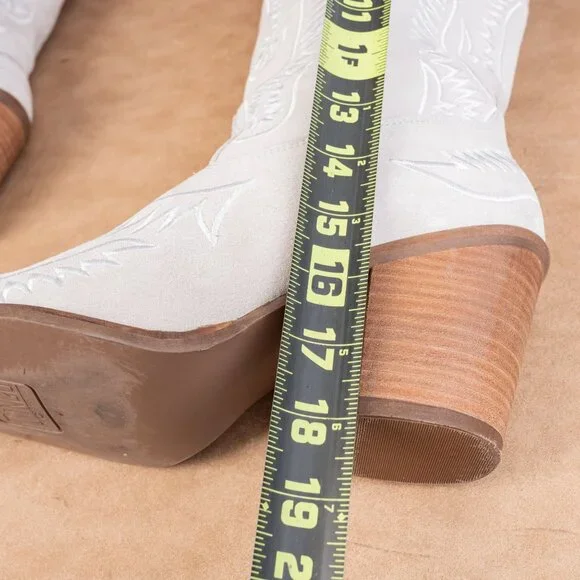 Dingo Women Evita Beige Suede Cowboy Western Party Knee Boots sz 10 - Picture 8 of 10